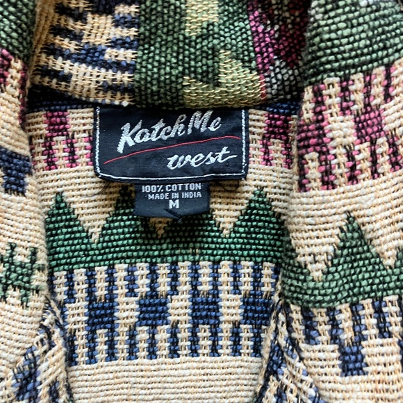 Katch Me West Vtg Blazer Jacket Western Southwest Concho Buttons Multi Woven M - Picture 2 of 4